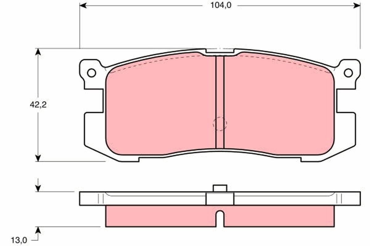 21558 TRW not prepared for wear indicator Height: 42,2mm, Width: 104mm, Thickness: 13mm Brake pads GDB1025 buy