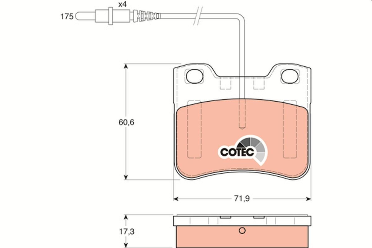 21179 TRW COTEC incl. wear warning contact Height: 60,6mm, Width: 71,9mm, Thickness: 17,3mm Brake pads GDB1031 buy