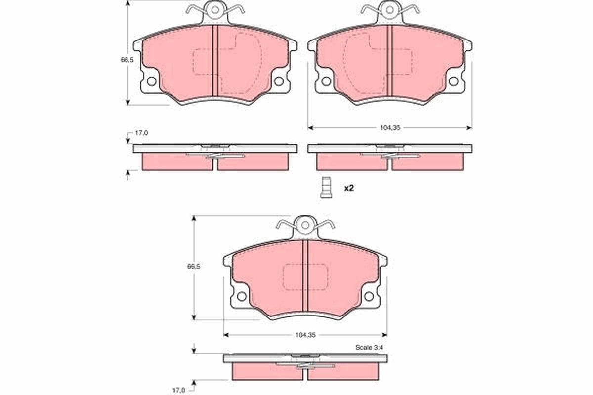 20838 TRW prepared for wear indicator Height: 66,5mm, Width: 104,4mm, Thickness: 17mm Brake pads GDB1223 buy