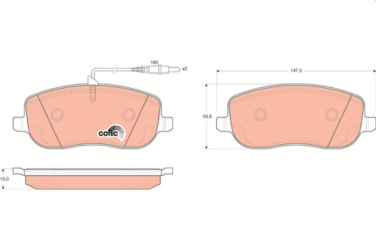 GDB1503 Set of brake pads GDB1503 TRW incl. wear warning contact, with brake caliper screws, with accessories