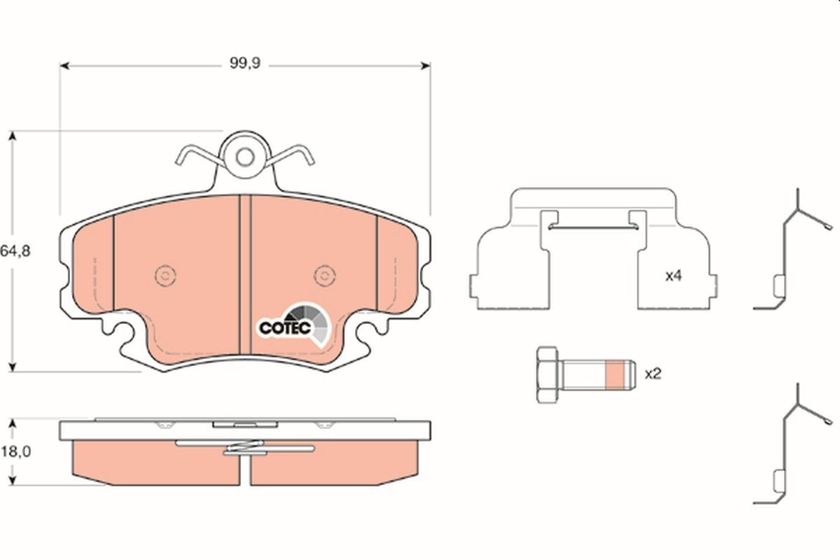 GDB1634 TRW Brake pad set DACIA prepared for wear indicator, with brake caliper screws, with accessories