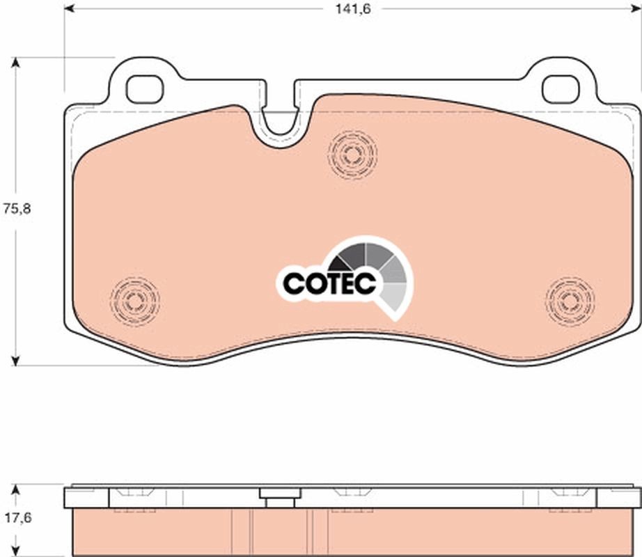 23960 TRW COTEC prepared for wear indicator Height: 75,8mm, Width: 141,6mm, Thickness: 17,6mm Brake pads GDB1667 buy
