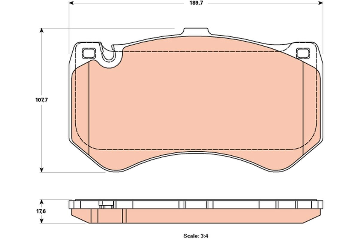 25005 TRW prepared for wear indicator Height: 107,7mm, Width: 189,7mm, Thickness: 17,6mm Brake pads GDB1907 buy
