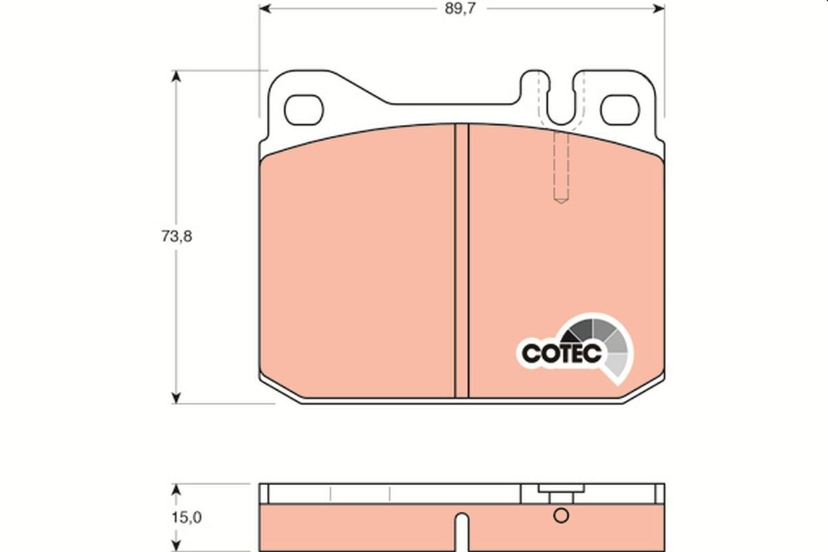 20392 TRW COTEC prepared for wear indicator Height: 73,8mm, Width: 89,7mm, Thickness: 15mm Brake pads GDB242 buy