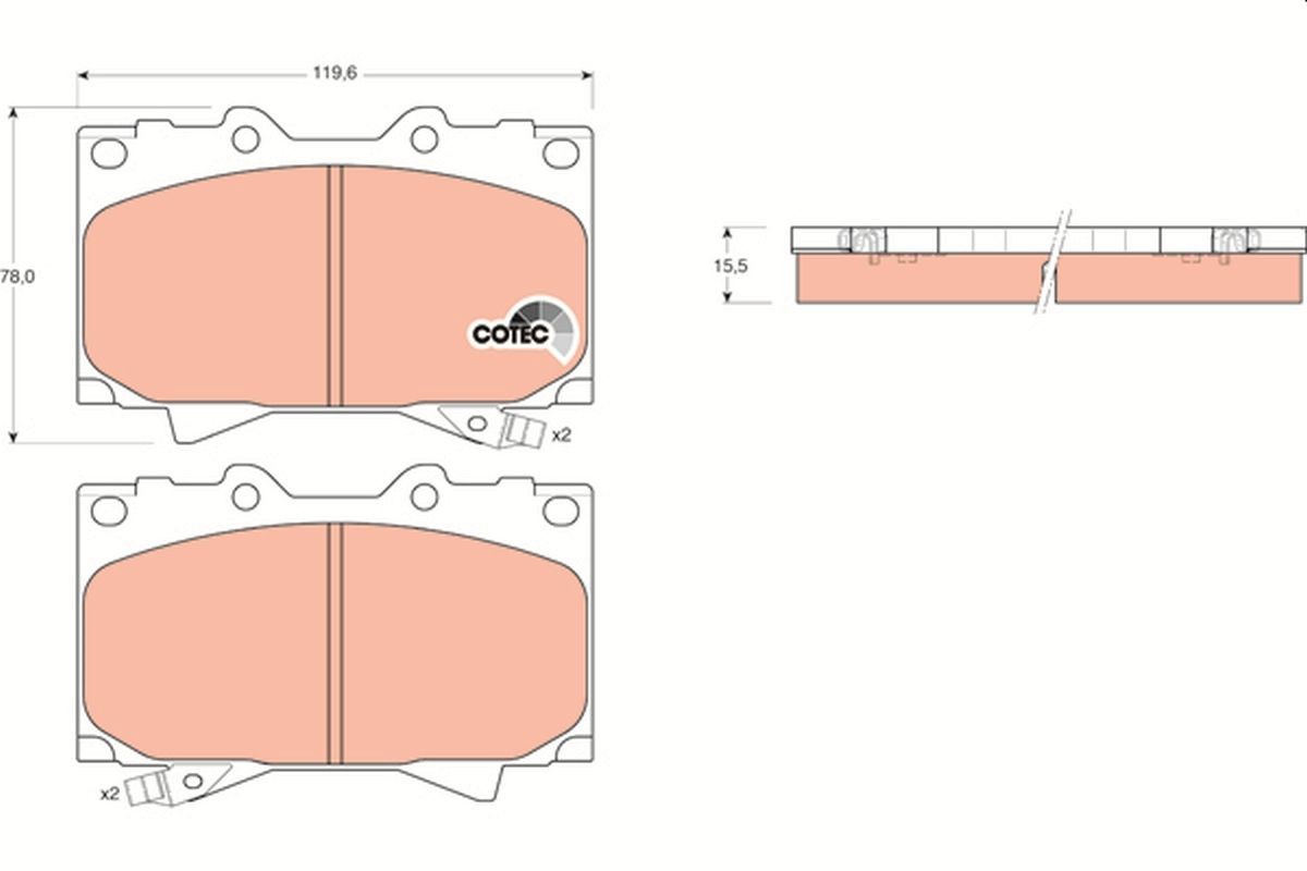 GDB3197 TRW Brake pad set HONDA with acoustic wear warning