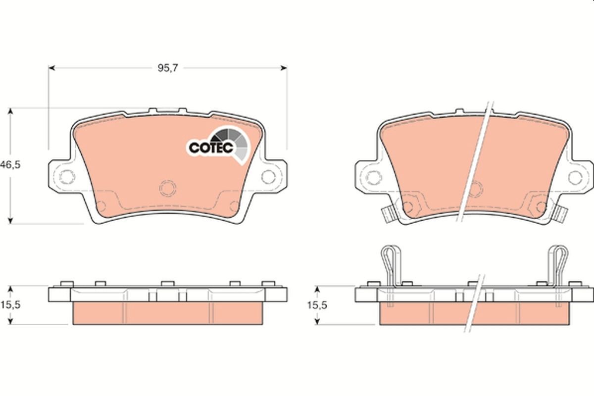 GDB3408 Set of brake pads GDB3408 TRW with acoustic wear warning, with brake caliper screws, with accessories