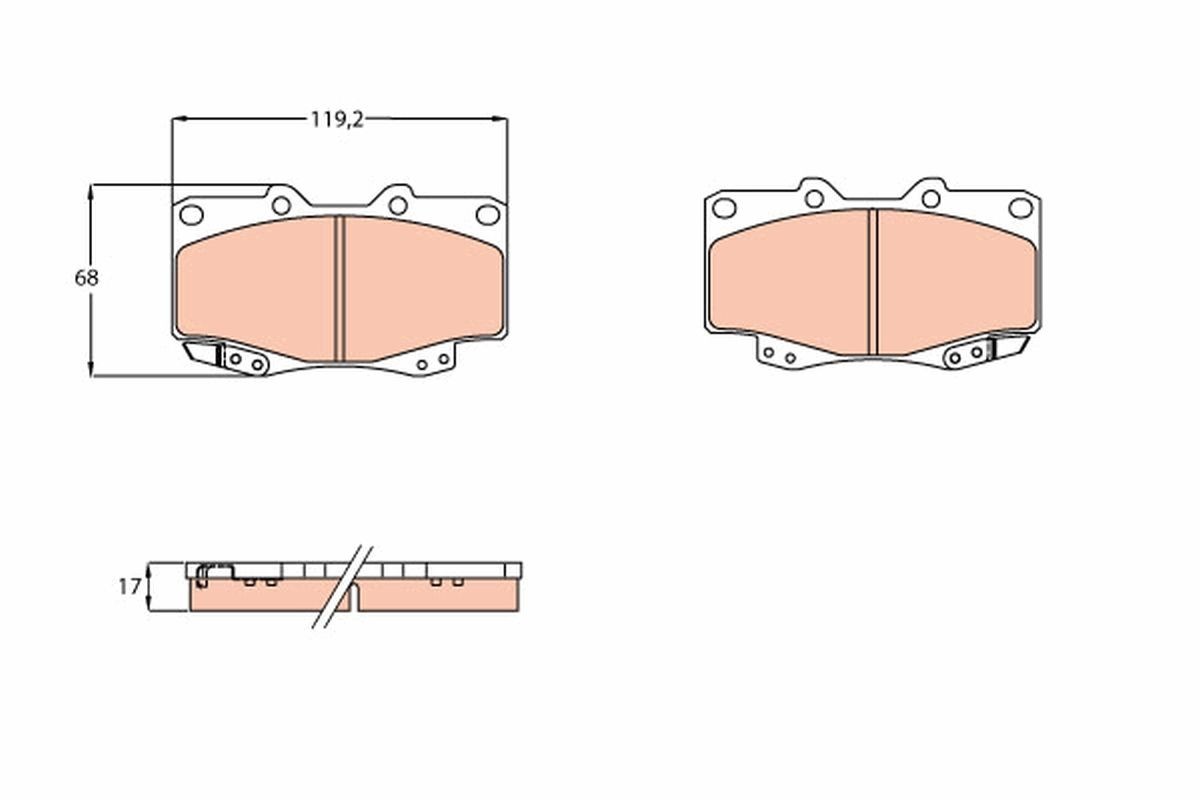 21679 TRW COTEC with acoustic wear warning Height: 68,0mm, Width: 119,2mm, Thickness: 17,0mm Brake pads GDB3428 buy