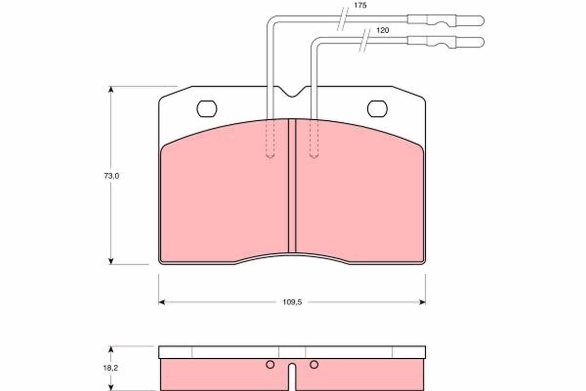 21048 TRW incl. wear warning contact Height: 73mm, Width: 109,5mm, Thickness: 18,2mm Brake pads GDB343 buy