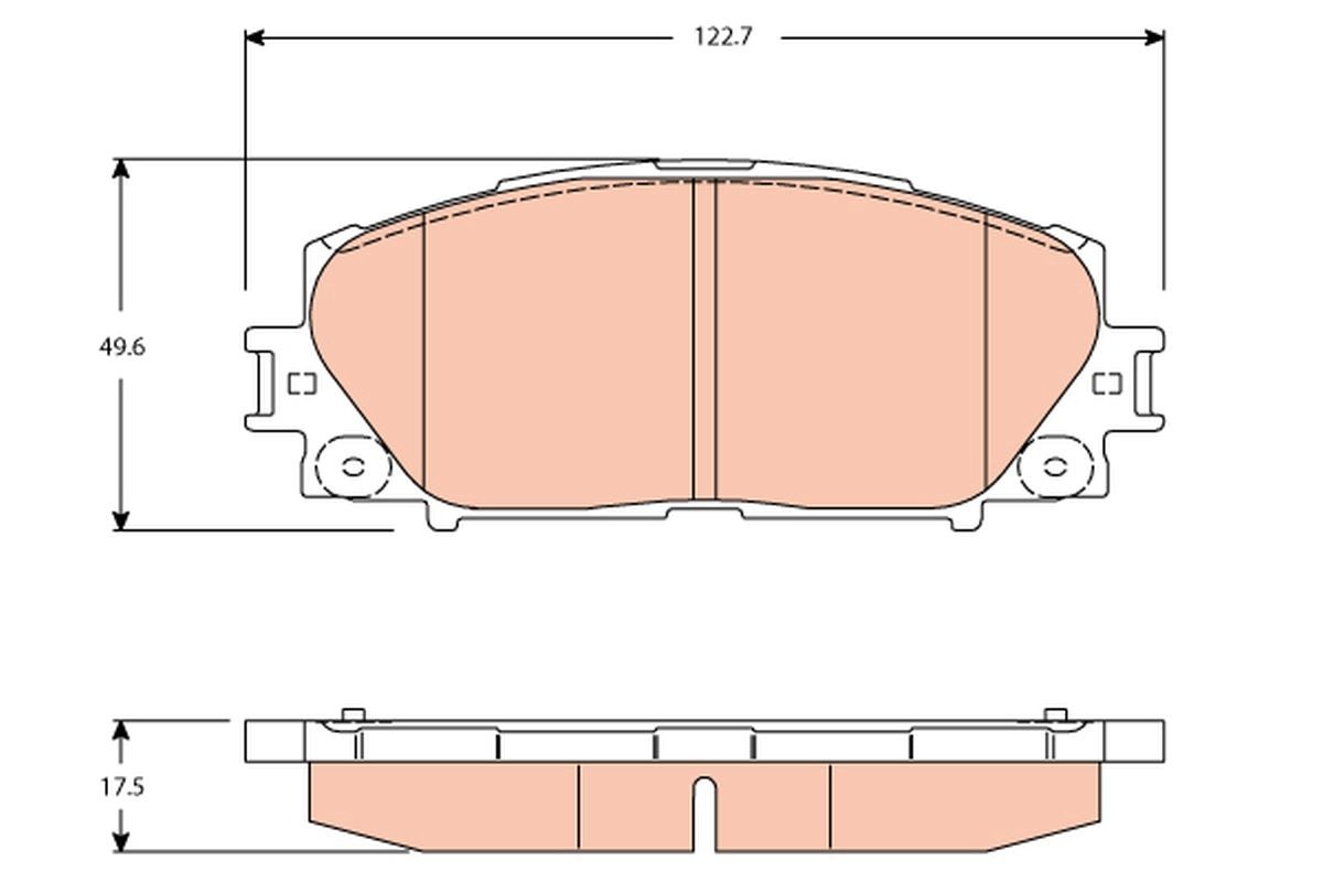 24347 TRW not prepared for wear indicator Height: 49,6mm, Width: 122,7mm, Thickness: 17,5mm Brake pads GDB3459 buy