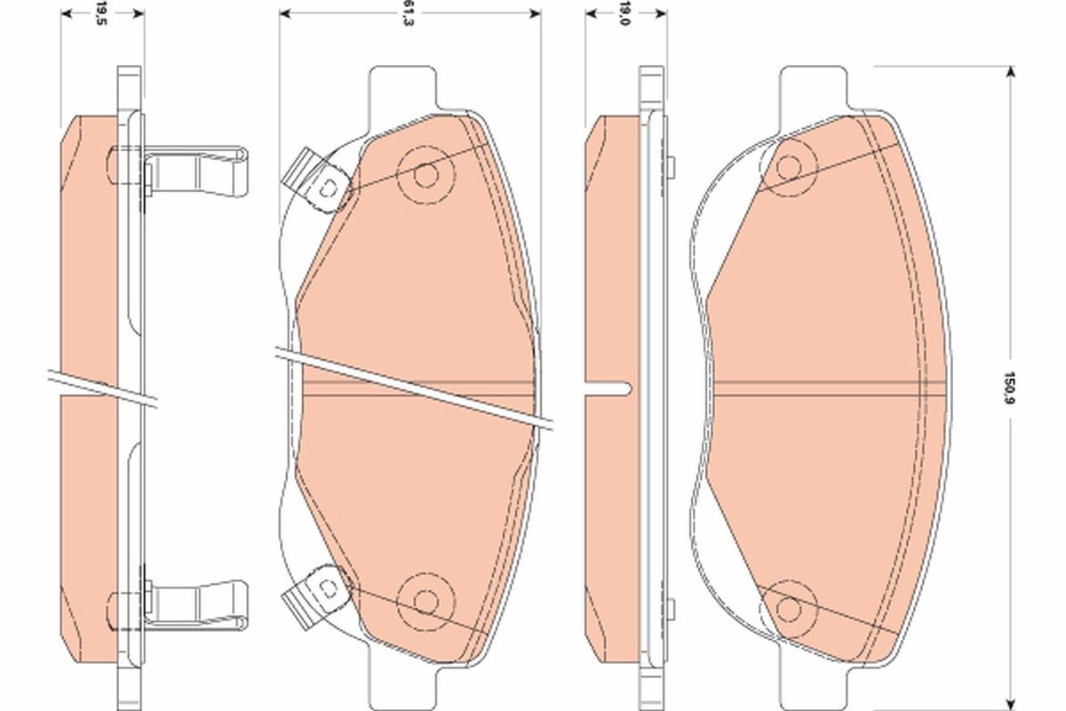 TRW GDB3511 Brake pad set with acoustic wear warning, with accessories