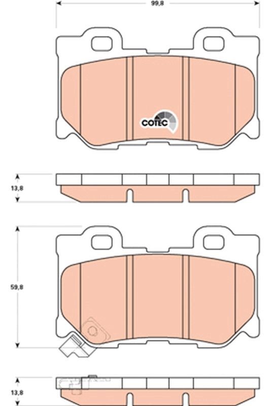 TRW COTEC GDB3515 Brake pad set with acoustic wear warning