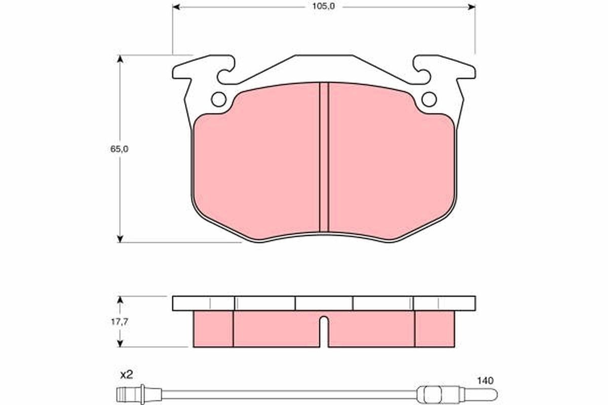 20631 TRW incl. wear warning contact Height: 65mm, Width: 105mm, Thickness: 17,7mm Brake pads GDB386 buy
