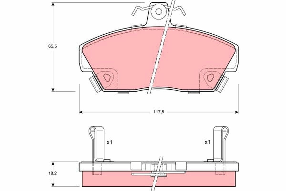 21520 TRW with acoustic wear warning, with brake caliper screws, with accessories Height: 65,5mm, Width: 117,5mm, Thickness: 18,2mm Brake pads GDB497 buy