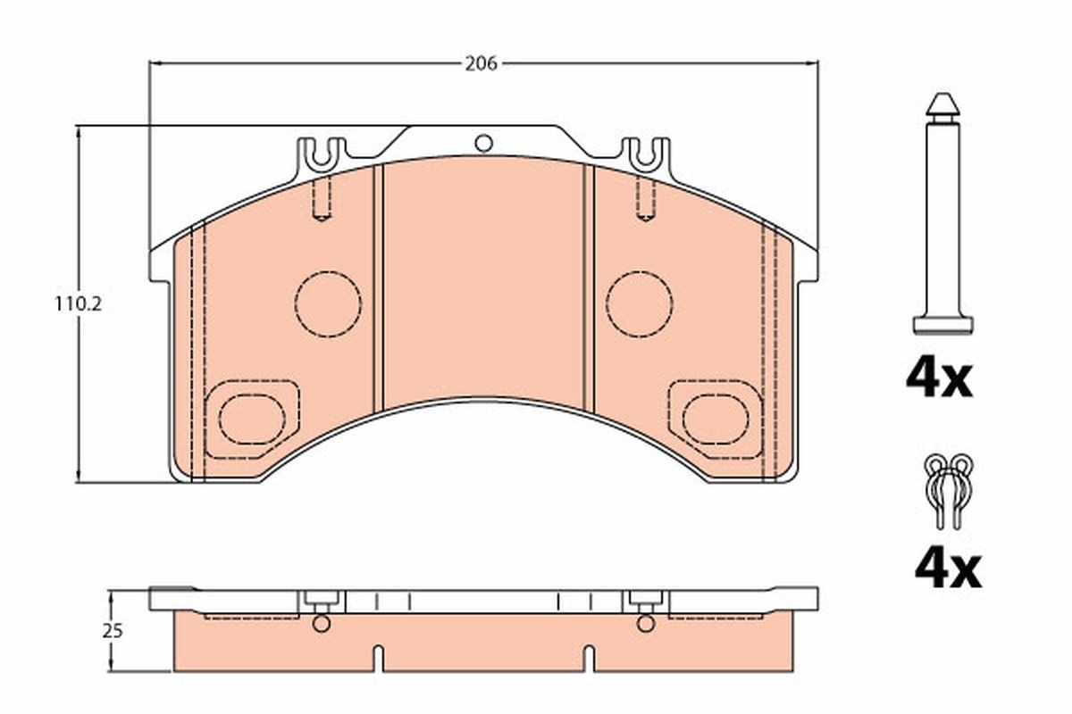 29032 TRW prepared for wear indicator Height: 110,2mm, Width: 206,0mm, Thickness: 25,0mm Brake pads GDB5022 buy