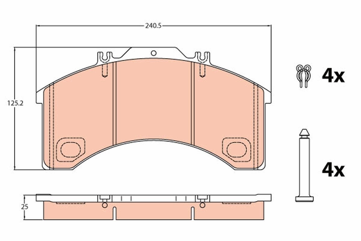 29011 TRW prepared for wear indicator Height: 125,2mm, Width: 240,5mm, Thickness: 25,0mm Brake pads GDB5024 buy