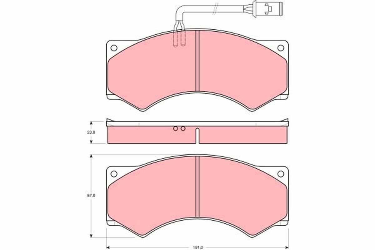 29017 TRW incl. wear warning contact Height: 87,0mm, Width: 191,0mm, Thickness: 23,0mm Brake pads GDB5054 buy