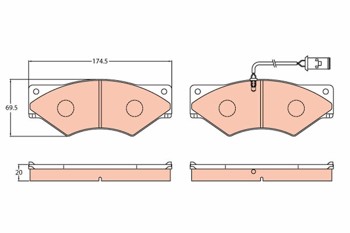 29001 TRW incl. wear warning contact Height: 69,5mm, Width: 174,5mm, Thickness: 20,0mm Brake pads GDB5062 buy