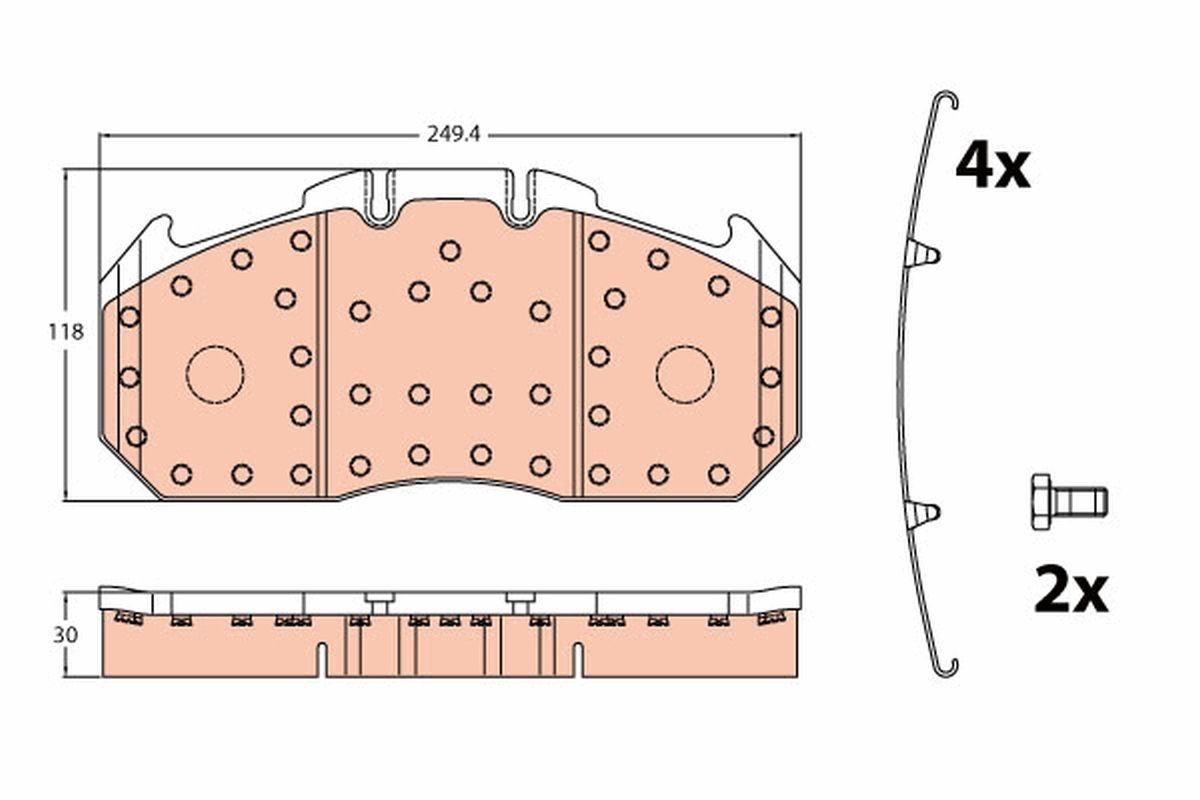 29131 TRW prepared for wear indicator Height: 118,2mm, Width: 249,3mm, Thickness: 30,0mm Brake pads GDB5086 buy