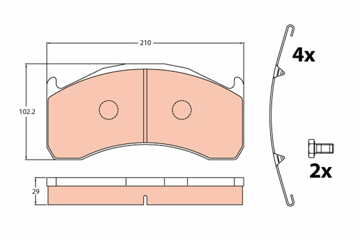 29137 TRW not prepared for wear indicator Height: 102,2mm, Width: 210,0mm, Thickness: 29,0mm Brake pads GDB5089 buy