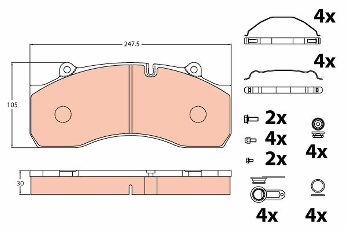 29143 TRW prepared for wear indicator Height: 105,0mm, Width: 247,5mm, Thickness: 30,0mm Brake pads GDB5090 buy