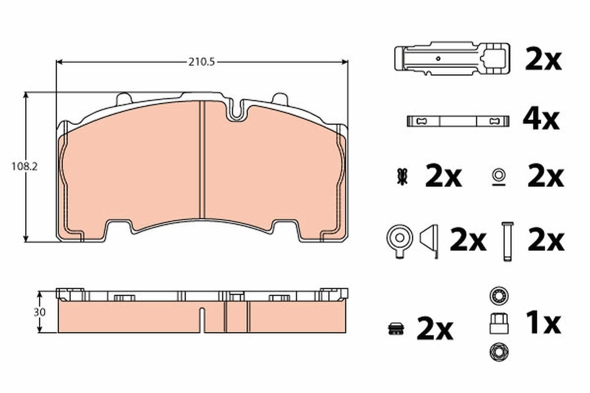 29171 TRW prepared for wear indicator Height: 108,2mm, Width: 210,5mm, Thickness: 30,0mm Brake pads GDB5093 buy