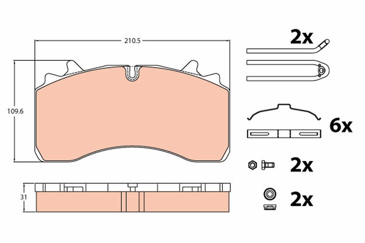 29162 TRW prepared for wear indicator Height: 109,6mm, Width: 210,5mm, Thickness: 31,0mm Brake pads GDB5094 buy