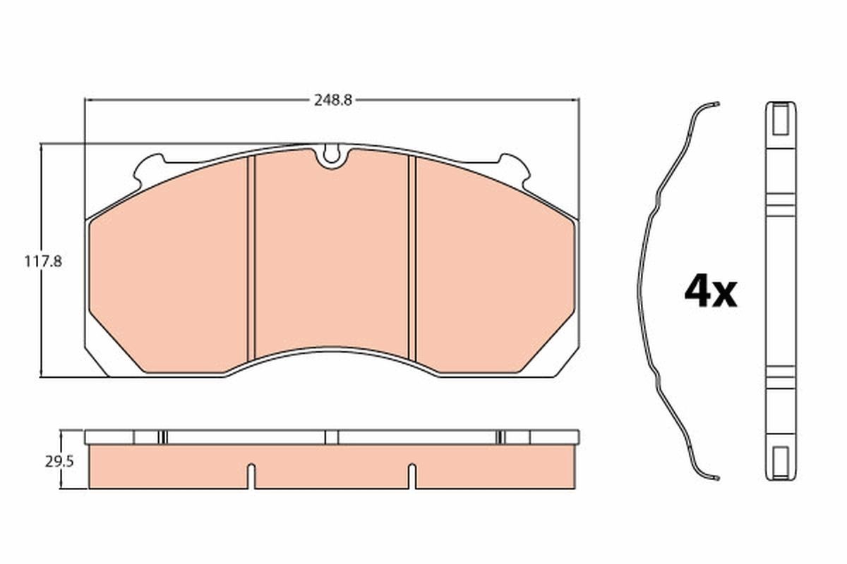 29150 TRW prepared for wear indicator Height: 118,0mm, Width: 249,0mm, Thickness: 29,5mm Brake pads GDB5099 buy