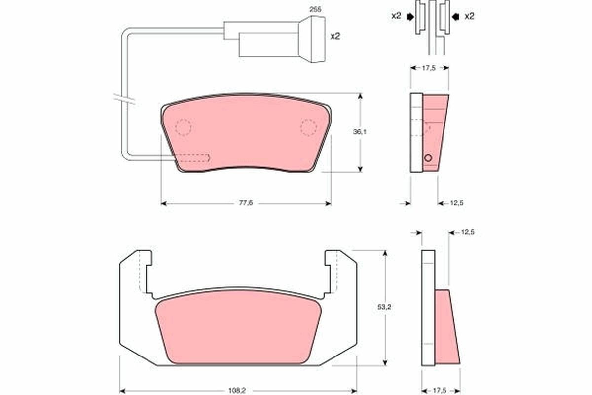 20131 TRW incl. wear warning contact Height: 53,2mm, Width: 108,2mm, Thickness: 12,5mm Brake pads GDB555 buy
