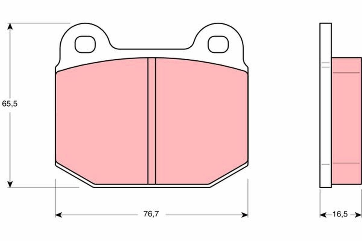 20323 TRW not prepared for wear indicator Height: 65,5mm, Width: 76,7mm, Thickness: 16,5mm Brake pads GDB611 buy