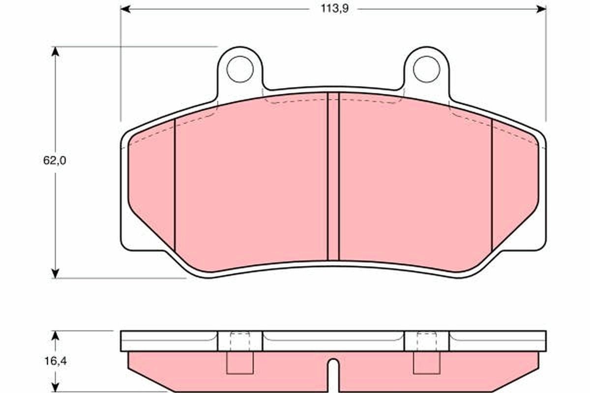 TRW GDB970 Brake pad set not prepared for wear indicator, with accessories