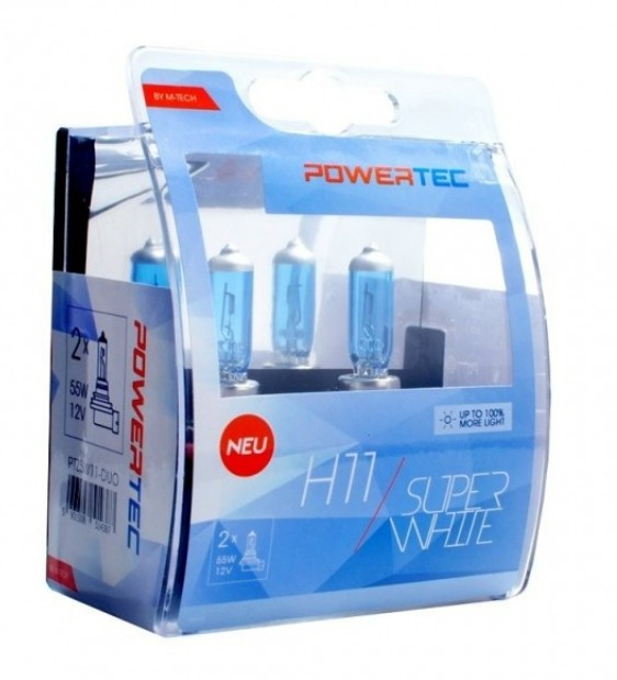 Headlight bulbs TECH MTECH SUPER WHITE H11 55W PGJ19-2, Halogen, Up to 100% - PTZSW11-DUO