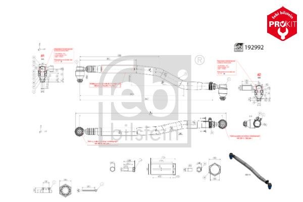 FEBI BILSTEIN Front Axle, with crown nut Centre Rod Assembly 192992 buy