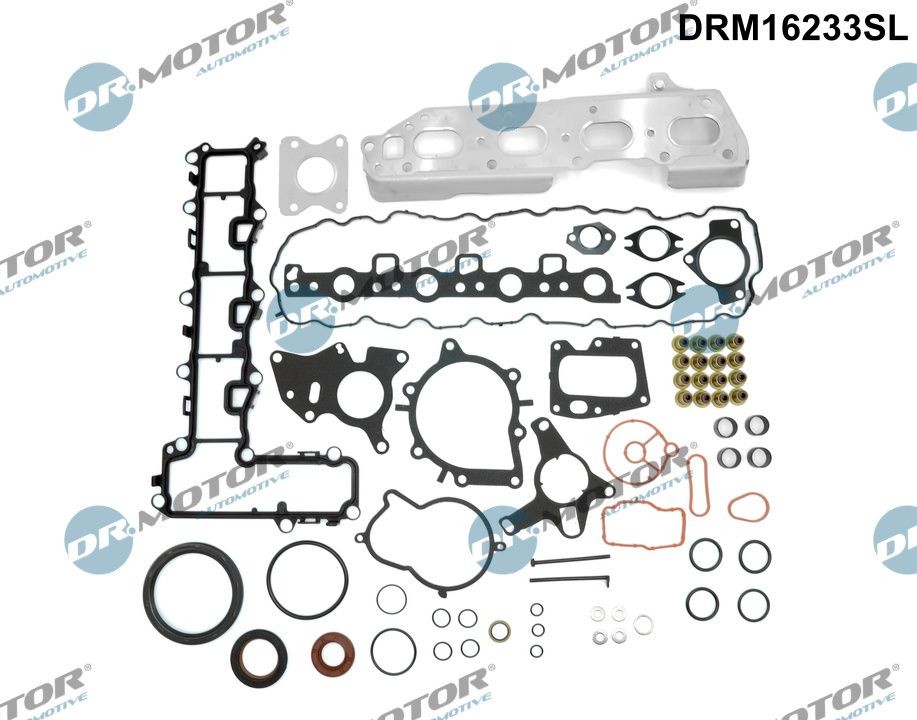 DR.MOTOR AUTOMOTIVE with crankshaft seal, with camshaft seal, with valve cover gasket, with valve stem seals, without cylinder head gasket, with oil sump gasket, with intake manifold gasket(s), with exhaust manifold gasket(s) Engine gasket set DRM16233SL buy