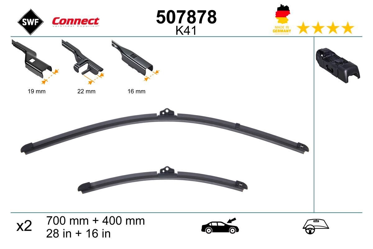 Volkswagen TOURAN Windscreen wiper blades 22777288 SWF 507878 online buy