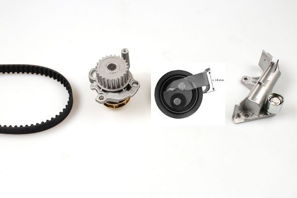 HEPU PK05476 Water pump and timing belt kit with tensioner pulley damper, Number of Teeth: 150, Width: 23 mm