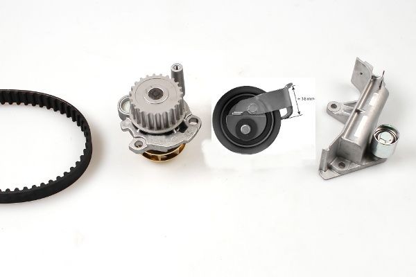 GK K980131E Water pump and timing belt kit with tensioner pulley damper, Number of Teeth: 150, Width: 23 mm