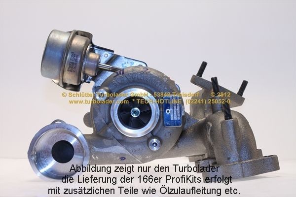 SCHLÜTTER TURBOLADER PROFI KIT - with NEW org. BorgWarner Turbocharger 166-00230 Turbocharger Exhaust Turbocharger, with attachment material, with oil supply line