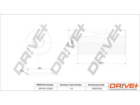 Original Dr!ve+ Oil filter DP1110.11.0373 for RENAULT MEGANE