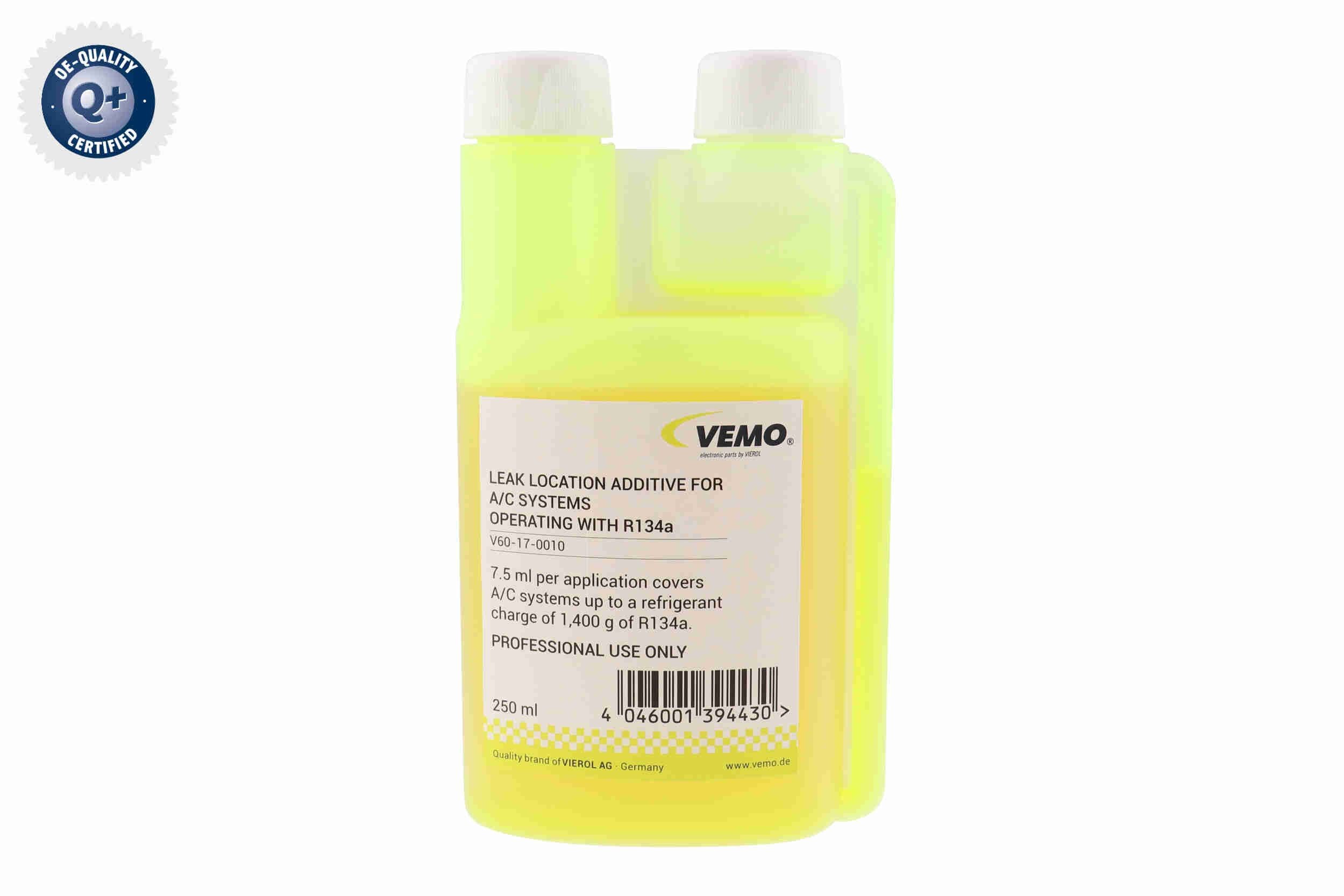 VEMO Q+, original equipment manufacturer quality V60170010 Automotive leak detection dye Bottle, Capacity: 250ml, R 134a, Capacity: 0,25l