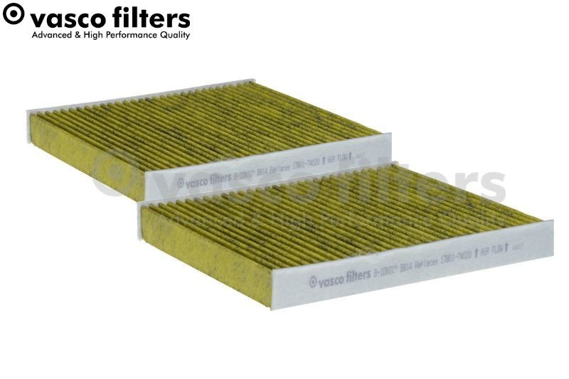 DAVID VASCO B814 Pollen filter Activated Carbon Filter with polyphenol, 246 mm x 206 mm x 32 mm, Square
