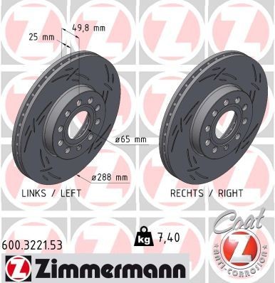 ZIMMERMANN 600.3221.53 Brake disc L16 D61 530 1A