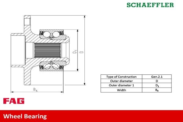 713610470 Hub bearing & wheel bearing kit 713 6104 70 FAG Photo corresponds to scope of supply, 126,8, 72 mm