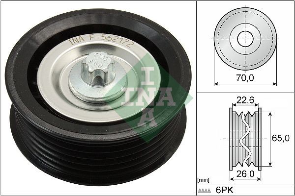 INA 532 0531 10 Deflection / guide pulley, v-ribbed belt FORD FOCUS 2012 in original quality