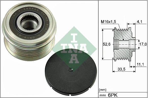 INA 535 0025 10 Alternator Freewheel Clutch Width: 33,5mm, Requires special tools for mounting