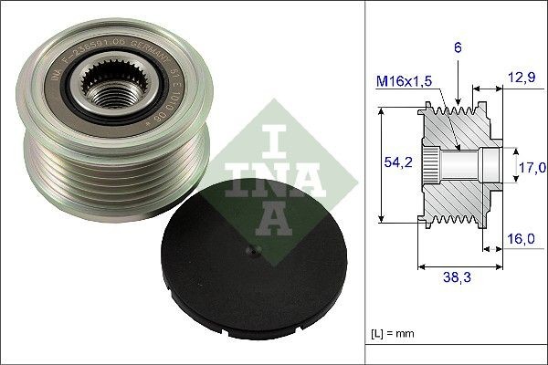 INA 535 0062 10 Alternator Freewheel Clutch Width: 38,3mm, Requires special tools for mounting