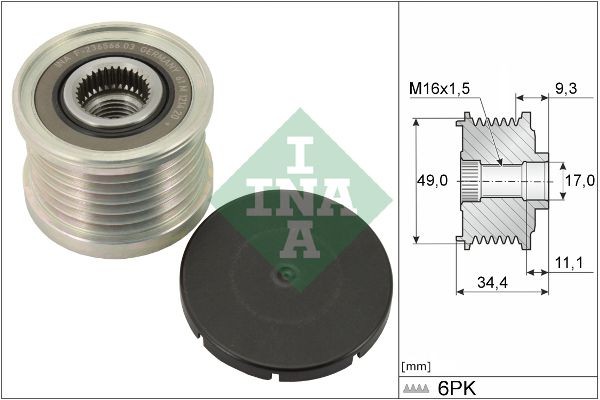INA 535 0075 10 Alternator Freewheel Clutch Requires special tools for mounting