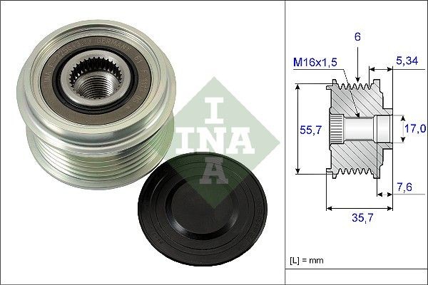 INA 535 0077 10 CHEVROLET Alternator pulley in original quality