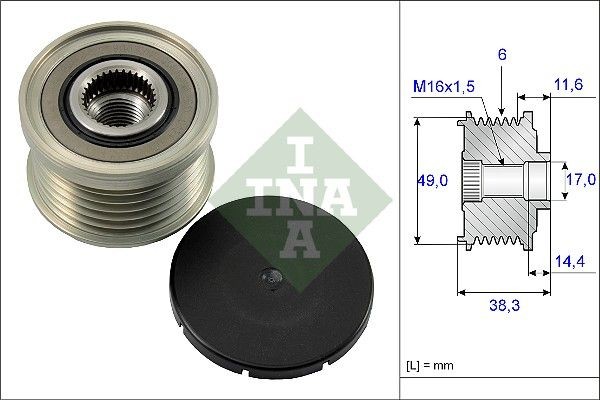 INA 535 0127 10 Alternator Freewheel Clutch Width: 38,3mm, Requires special tools for mounting