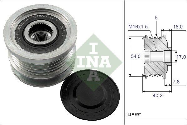 Original INA Alternator freewheel pulley 535 0143 10 for OPEL MERIVA