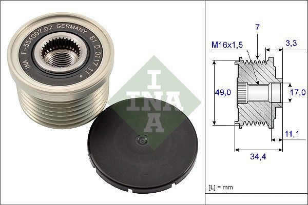 535 0164 10 INA Freewheel clutch alternator BMW Width: 34,4mm, Requires special tools for mounting